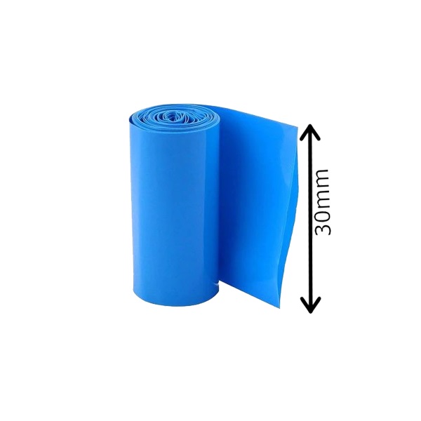 ERHSS001-30mm-PVC-Heat-Shrink-Sleeve-Blue-for-Lithium-Cell-Battery-Pack-1Mtr.